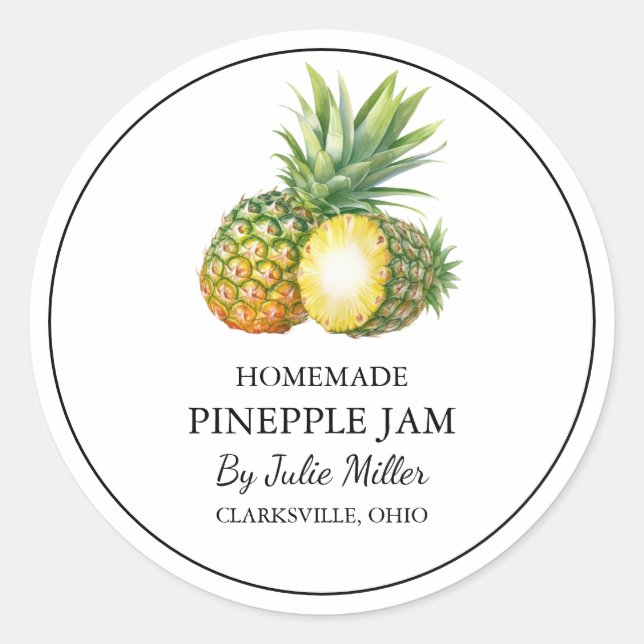 Simple Étiquette de confiture d'ananas fait maison (Devant)