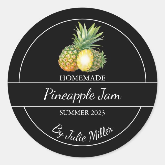 Simple Étiquette de confiture d'ananas fait maison (Devant)