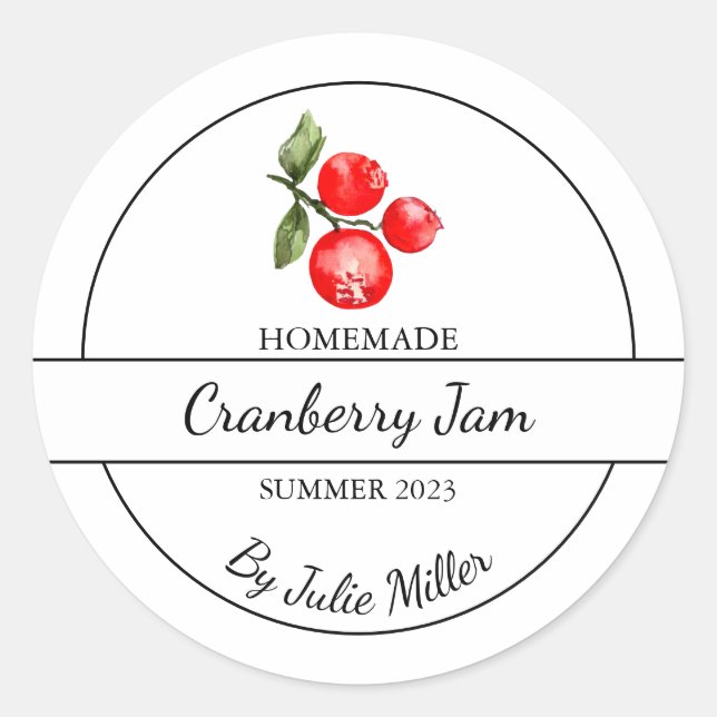 Simple Étiquette de confiture de canneberge fait m (Devant)