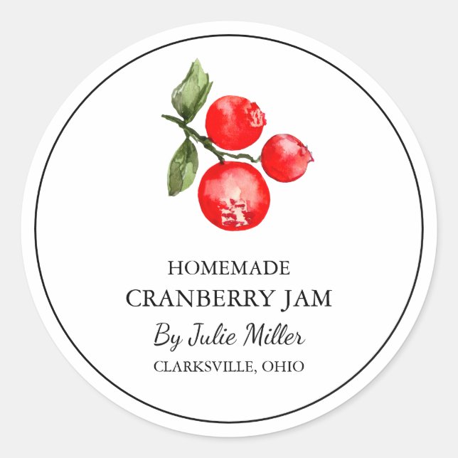 Simple Étiquette de confiture de canneberge fait m (Devant)