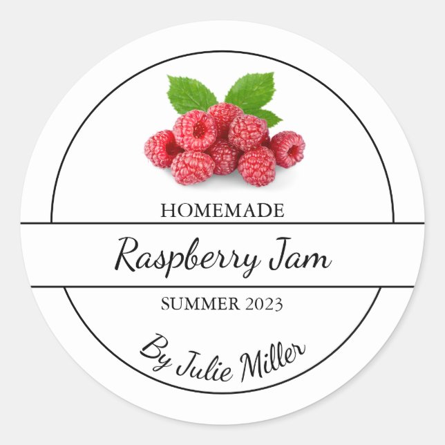 Simple Étiquette de confiture de framboise maison (Devant)