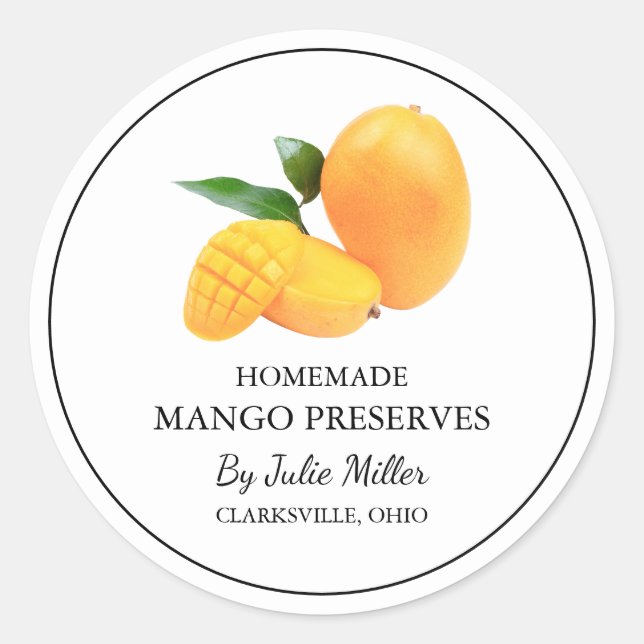 Simple Étiquette de Mango Conserve Maison (Devant)