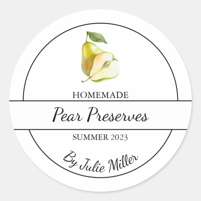 Simple Étiquette de réserve de poires fait maison (Devant)