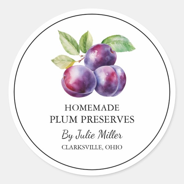 Simple Étiquette de réserves de prune maison (Devant)