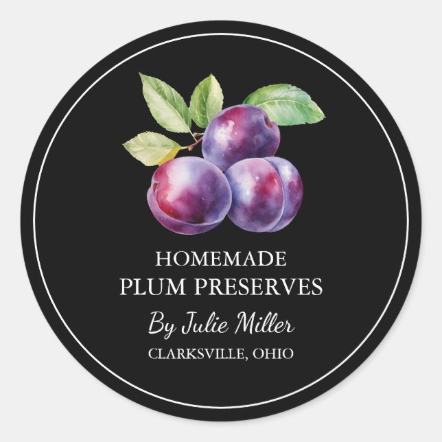 Simple Étiquette de réserves de prune maison (Devant)