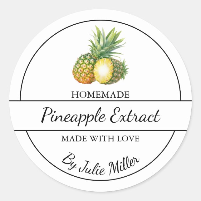 Simple Étiquette d'extraction d'ananas fait maison (Devant)