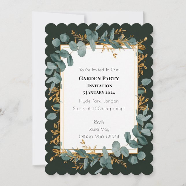Simple Eucalyptus Greenery Wedding Invitation (Devant)