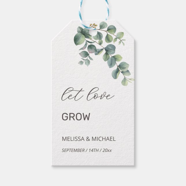Simple Eucalyptus Leave  Wedding  Geschenkanhänger (Vorderseite)
