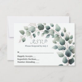 Simple Eucalyptus Wedding RSVP Card Karte