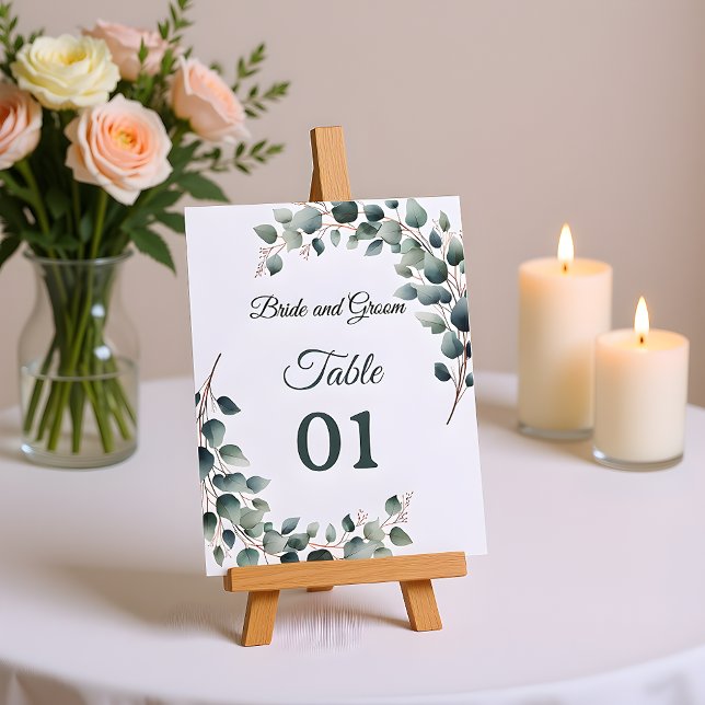 Simple Eucalyptus Wedding Table Card Tischnummer (Von Creator hochgeladen)
