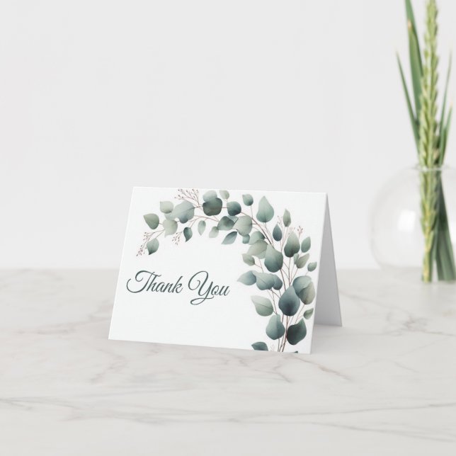 Simple Eucalyptus Wedding Thank you Card Blank Dankeskarte (Vorderseite)