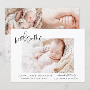 Simple Faire-part bébé Élégant Collage photo