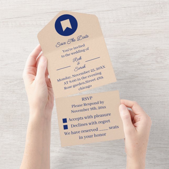 Simple Faire-Part Beige Personnalisé Date De Maria (Déchirure)