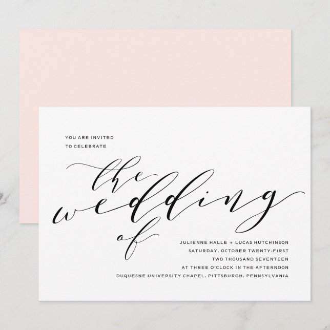 Simple Faire-part de mariage de calligraphie roman (Devant / Derrière)