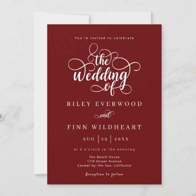 Simple Faire-part de mariage de calligraphie rusti (Devant)