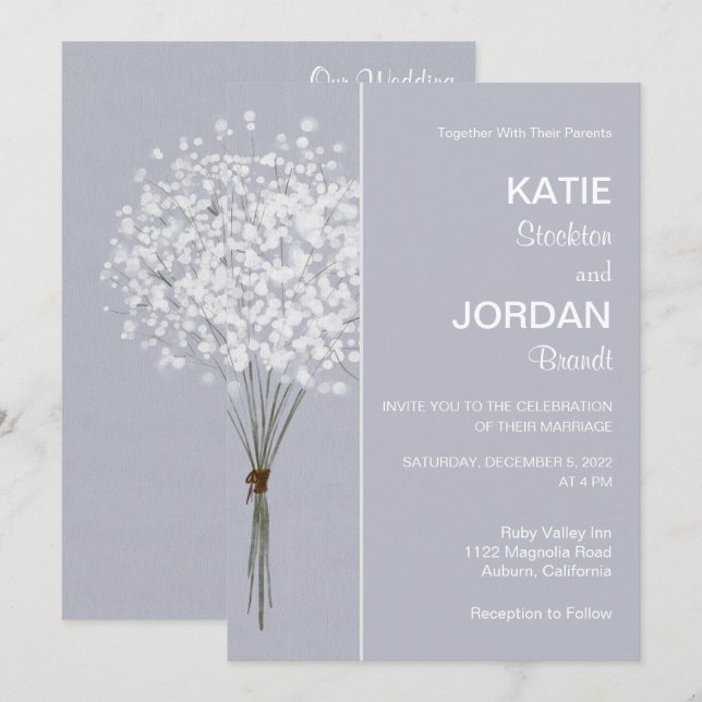 Simple Faire-part de mariage floral Bouquet (Devant / Derrière)