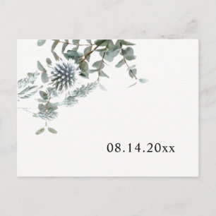 Simple Faire-part de Mariage Rustique Bleu Thistle