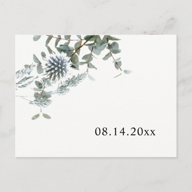Simple Faire-Part de Mariage Rustique Bleu Thistle (Devant)