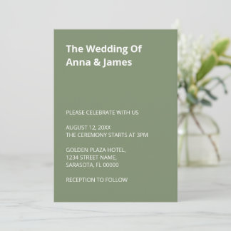 Simple Faire-part de mariage Vert De Sage Moderne