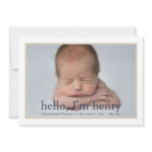 Simple Faire-part de naissance photo Boy Blue Tan