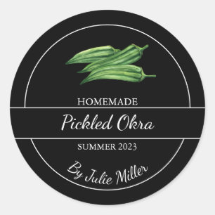 Simple fait maison Picked Okra Étiquette Noir