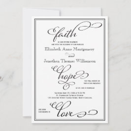 Simple Faith Hope Love Script Faire-part de mariag