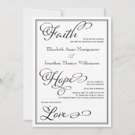 Simple Faith Hope Love Script Faire-part de mariag