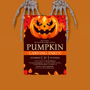 Simple Fall Pumpkin Carving Party Halloween Spooky Einladung