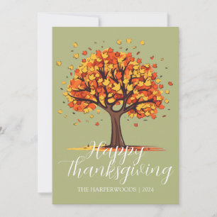 Simple Fall Trees Happy Thanksgiving Family Foto Feiertagskarte