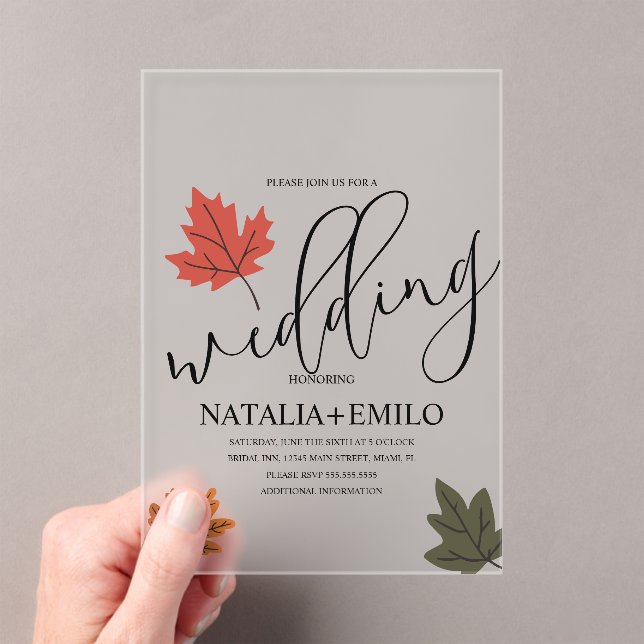 Simple Fall Wedding Leaf  Acryleinladungen (Insitu (Handheld))