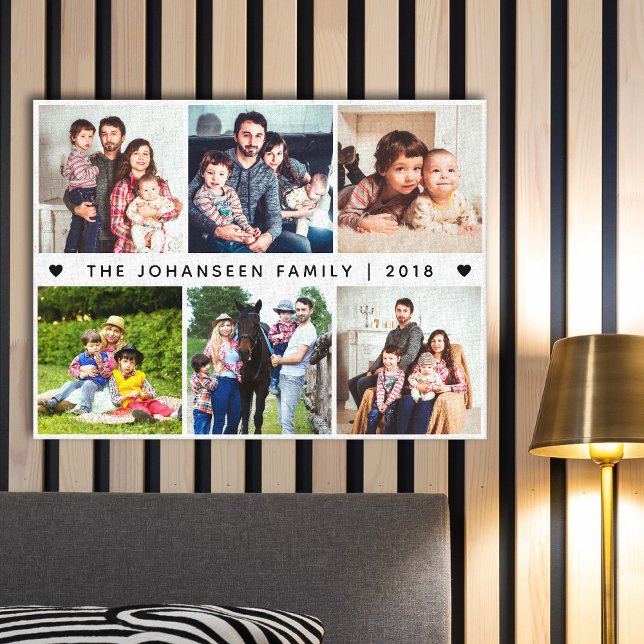Simple Family Photo Collage Heart Typography  Leinwanddruck (Von Creator hochgeladen)