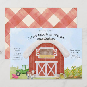 Simple Farm Fun 1er anniversaire Invitation