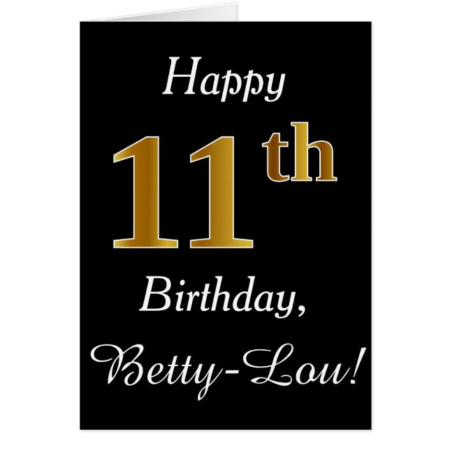 Simple Faux Gold 11e anniversaire + Carte de nom p (Devant)