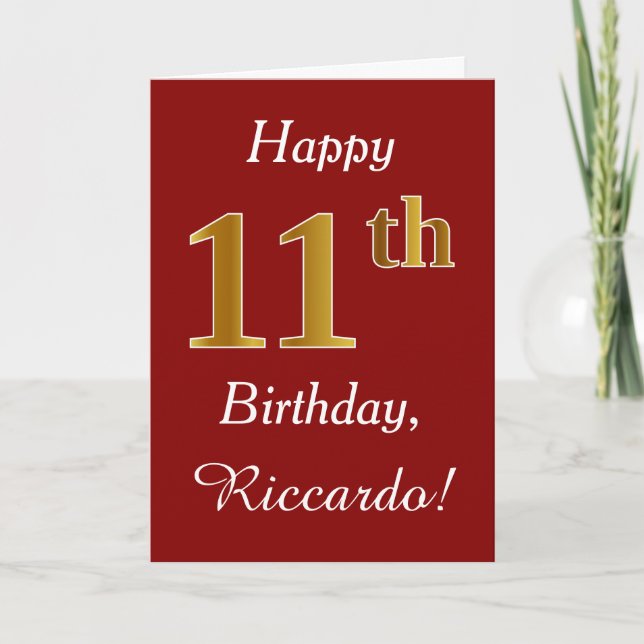 Simple Faux Gold 11e anniversaire + Carte de nom p (Devant)