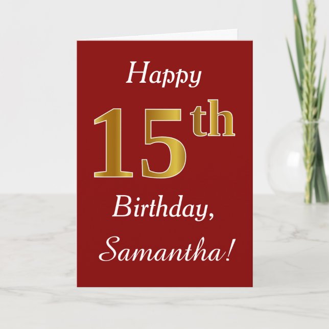 Simple Faux Gold 15e anniversaire + Carte de nom p (Devant)