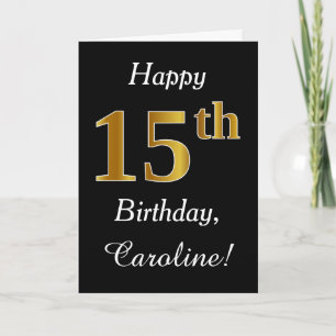 Simple Faux Gold 15th Birthday + Custom Name Card Karte