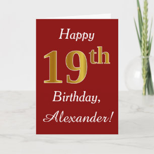 Simple Faux Gold 19e anniversaire + Carte de nom p