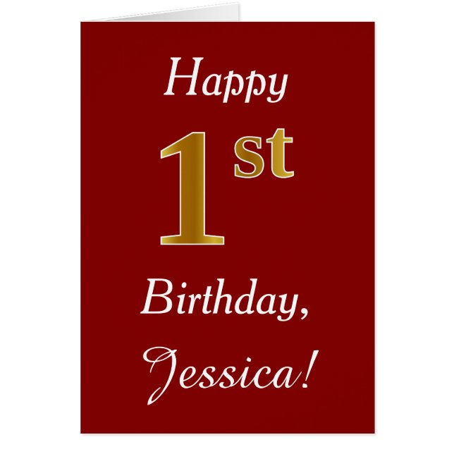 Simple Faux Gold 1er anniversaire + Carte de nom p (Devant)