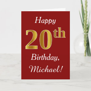 Simple Faux Gold 20e anniversaire + Carte de nom p