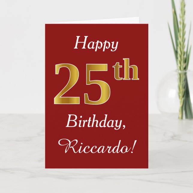 Simple Faux Gold 25e anniversaire + Carte de nom p (Devant)