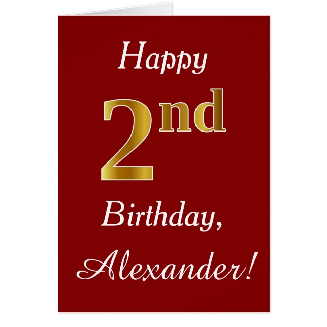 Simple Faux Gold 2e anniversaire + Carte de nom pe (Devant)