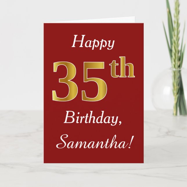 Simple Faux Gold 35e anniversaire + Carte de nom p (Devant)