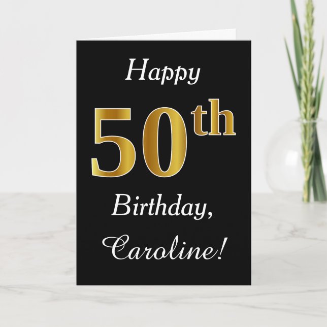 Simple Faux Gold 50e anniversaire + Carte de nom p (Devant)