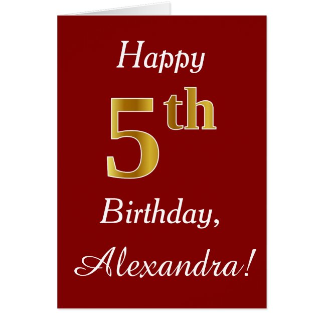 Simple Faux Gold 5e anniversaire + Carte de nom pe (Devant)