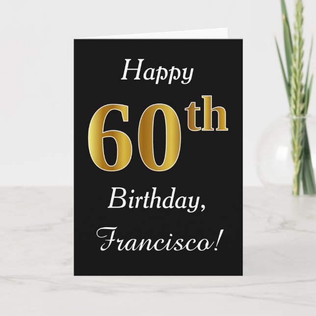 Simple Faux Gold 60e anniversaire + Carte de nom p (Devant)