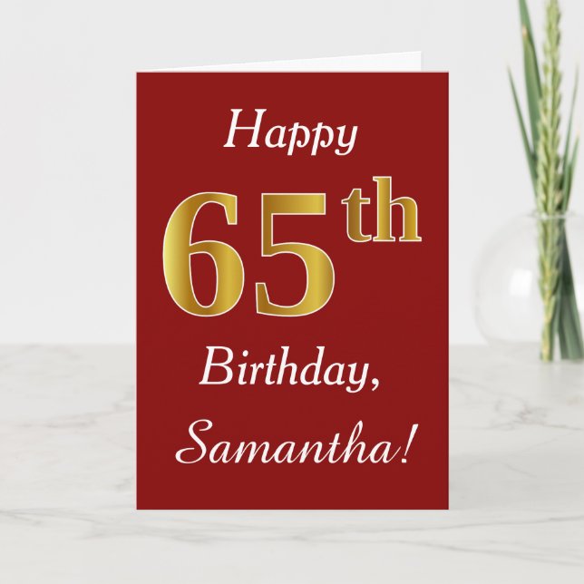 Simple Faux Gold 65e anniversaire + Carte de nom p (Devant)