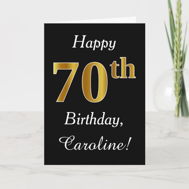 Simple Faux Gold 70e anniversaire + Carte de nom p (Devant)