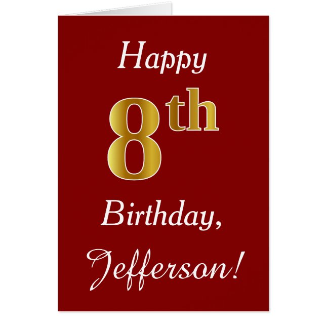 Simple Faux Gold 8e anniversaire + Carte de nom pe (Devant)