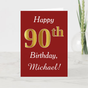 Simple Faux Gold 90e anniversaire + Carte de nom p