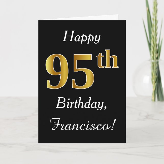 Simple Faux Gold 95e anniversaire + Carte de nom p (Devant)